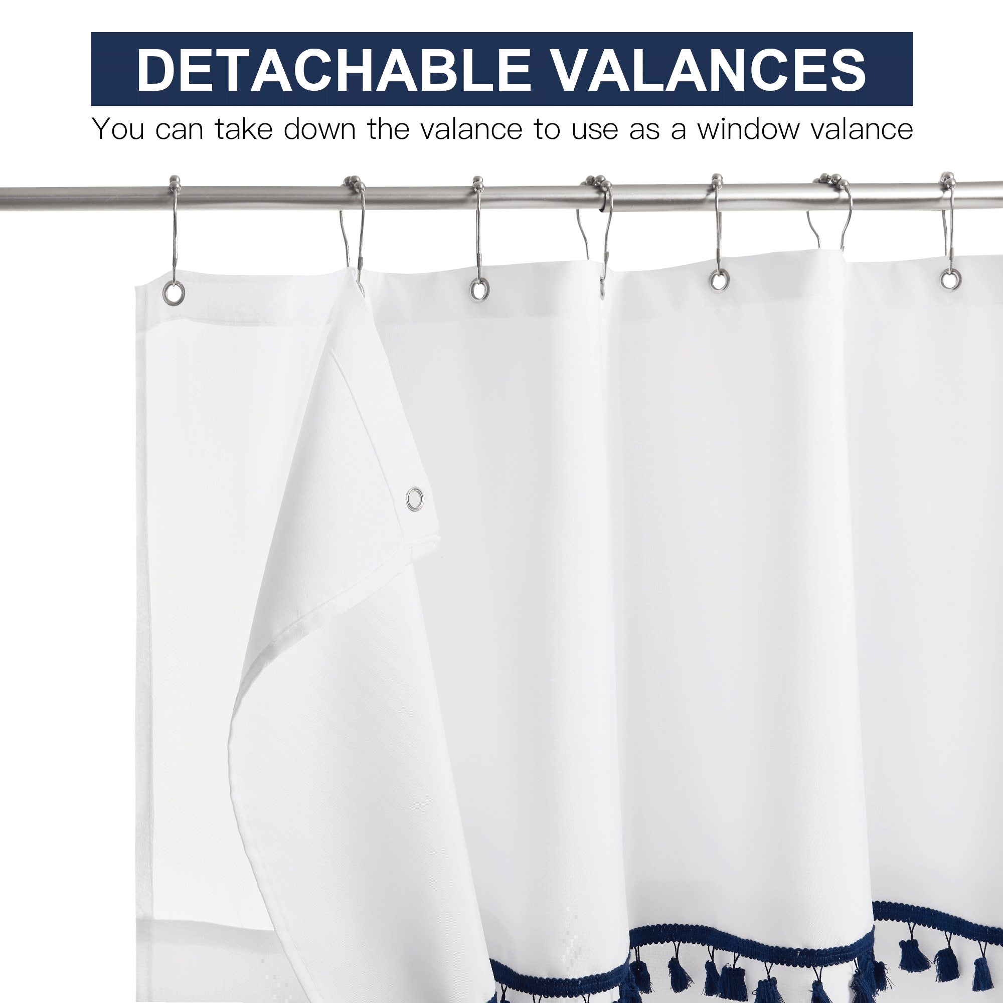 White Shower Curtain With Valance 1 Panel KGORGE Store