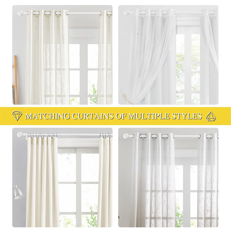 Window Outdoor Curtain Rods with Crystal Ball Finials Adjustable Length Rod Set