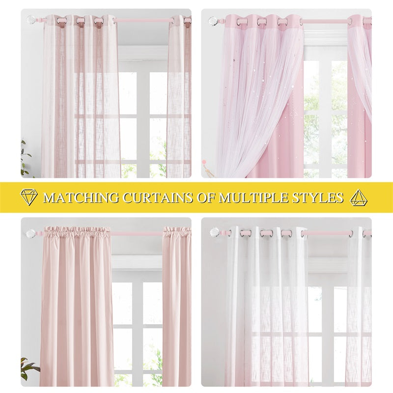 Window Outdoor Curtain Rods with Crystal Ball Finials Adjustable Length Rod Set