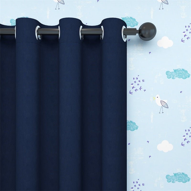 World Map Cut-Out Grommet Blackout Navy Blue Curtains For Living Room And Bedroom 2 Panels KGORGE Store