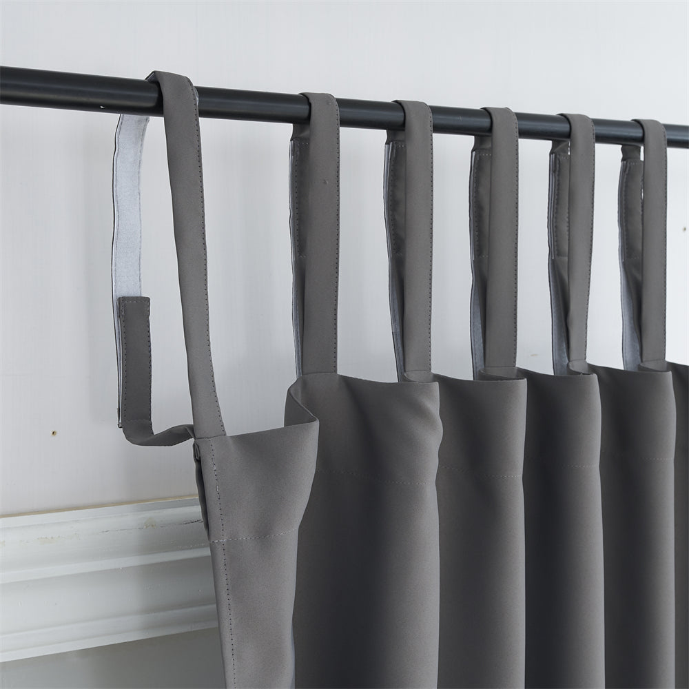 Extra Long Self-sticky Detachable Velcro Tab Top Indoor & Outdoor Waterproof Blackout Curtain, 1 Panel